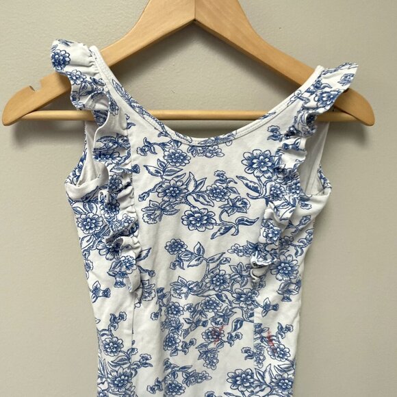 Remie Girl Blue China Ruffles Leotard - Picture 2 of 7